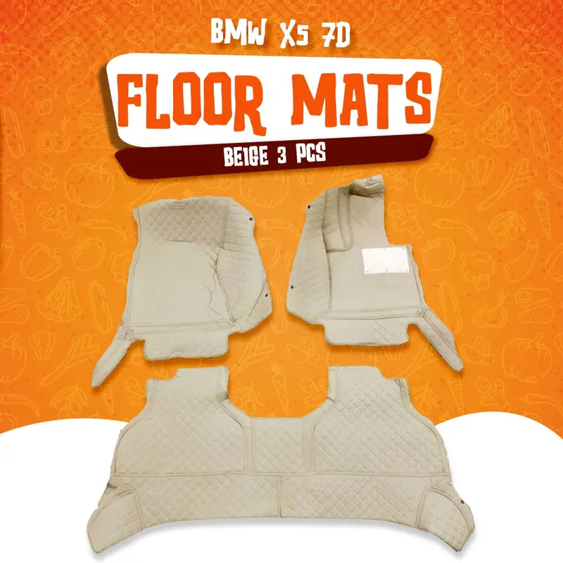 Bmw X5 7D Floor Mats - Beige 3 Pcs Set - Model 2013-2018 1