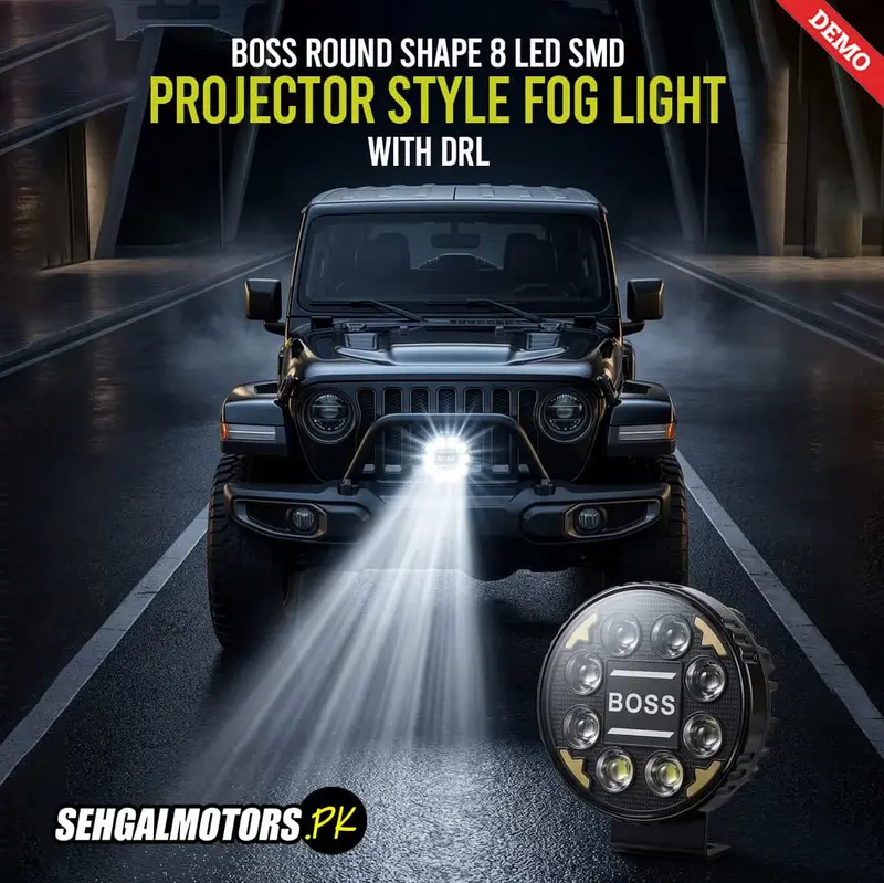 Boss Round Shape 8 Led Smd Projector Style With Drl Fog Light - For Bike 1