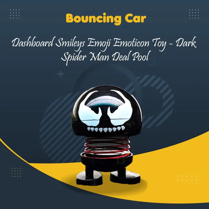 Bouncing Car Dashboard Smileys Emoji Emoticon Toy - Dark Spider Man Deal Pool 1