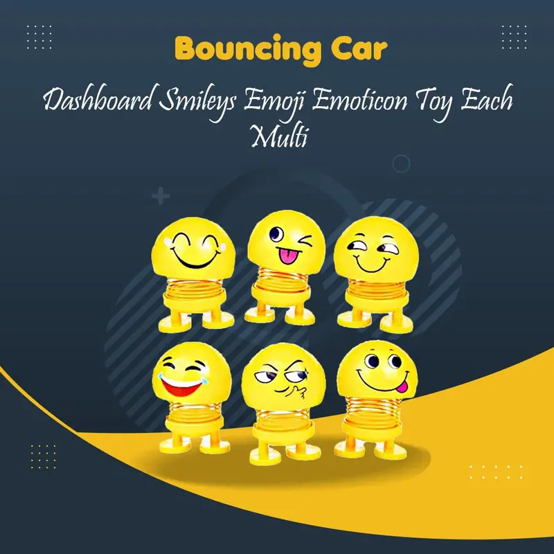 Bouncing Car Dashboard Smileys Emoji Emoticon Toy Each - Multi 1