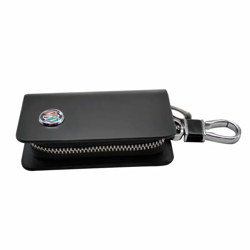 Buick Glossy Leather Key Cover Pouch Black With Keychain Ring 2