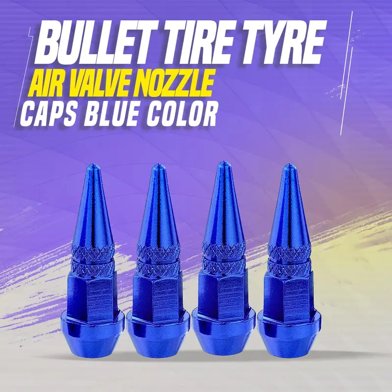 Bullet Tire Tyre Air Valve Nozzle Caps Blue Color 1