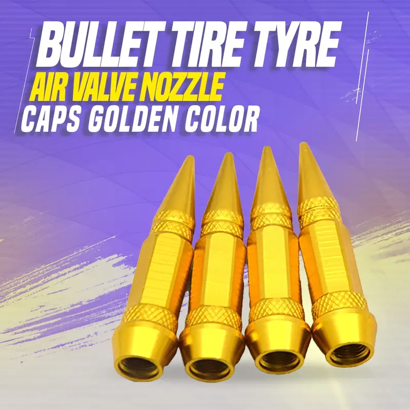Bullet Tire Tyre Air Valve Nozzle Caps Golden Color 1
