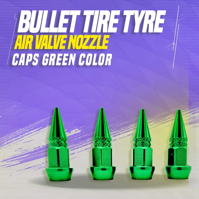 Bullet Tire Tyre Air Valve Nozzle Caps Green Color - High Quality Aluminum Tyre Valve Caps 1