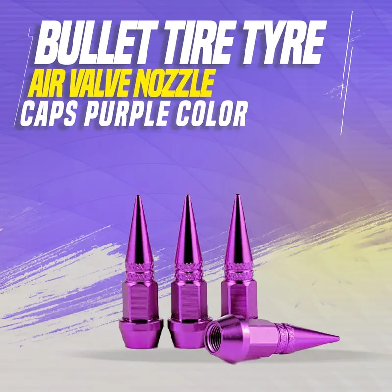Bullet Tire Tyre Air Valve Nozzle Caps Purple Color 1