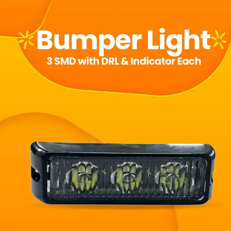 Bumper Light – 3 Smd With Drl & Indicator Each - New Design 1