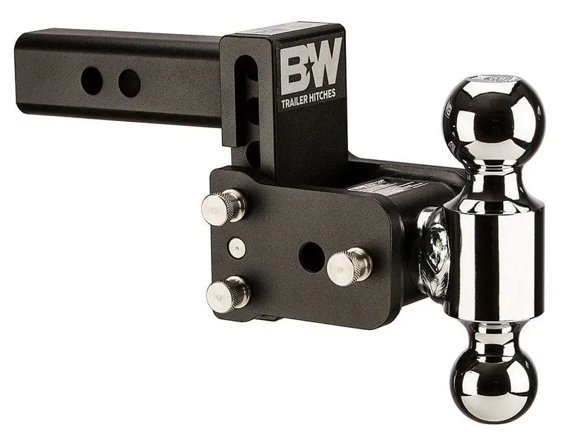 B&W Hitches B&W Tow And Stow Dual Ball 2" Adj Ball Mount 3" Drop/3-1/2" Rise, Black 1