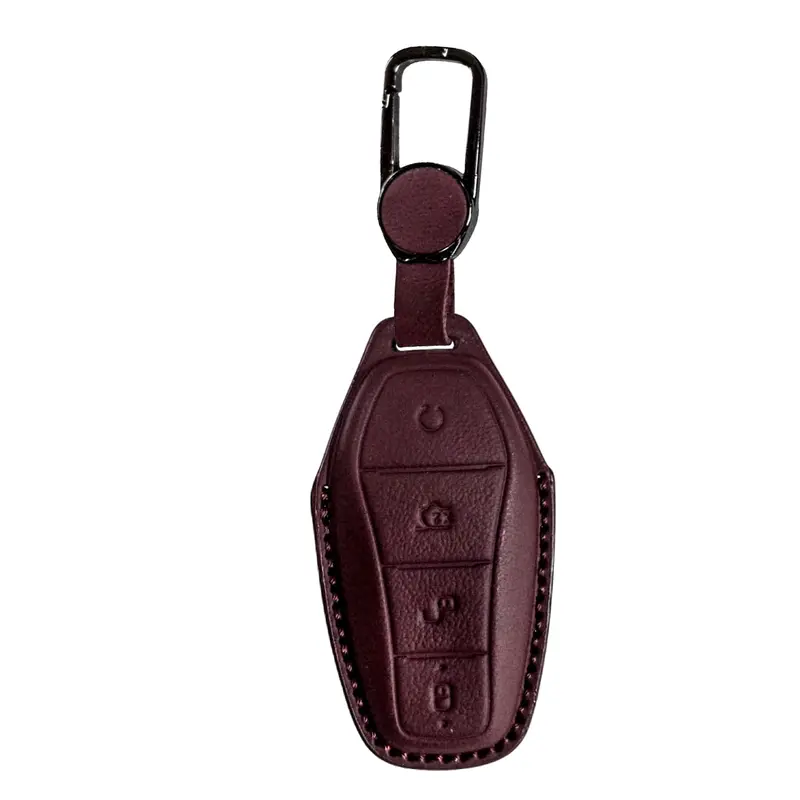 Byd Atto 3 / Shark 6 Tpu Key Cover Maroon 2025-2026 - - Leather Texture 1