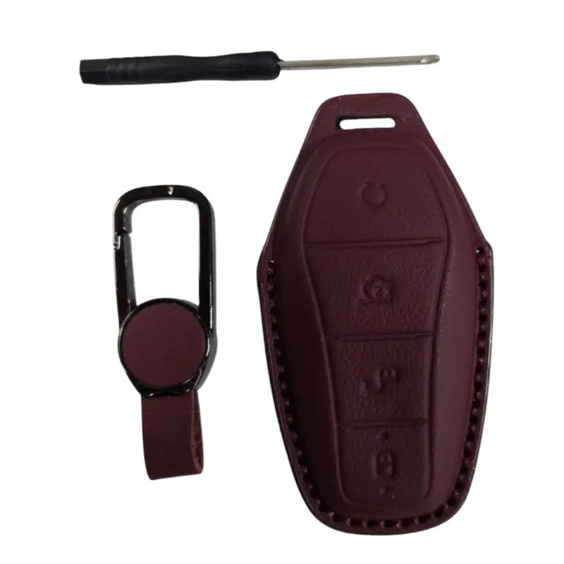 Byd Atto 3 / Shark 6 Tpu Key Cover Maroon 2025-2026 - - Leather Texture 2