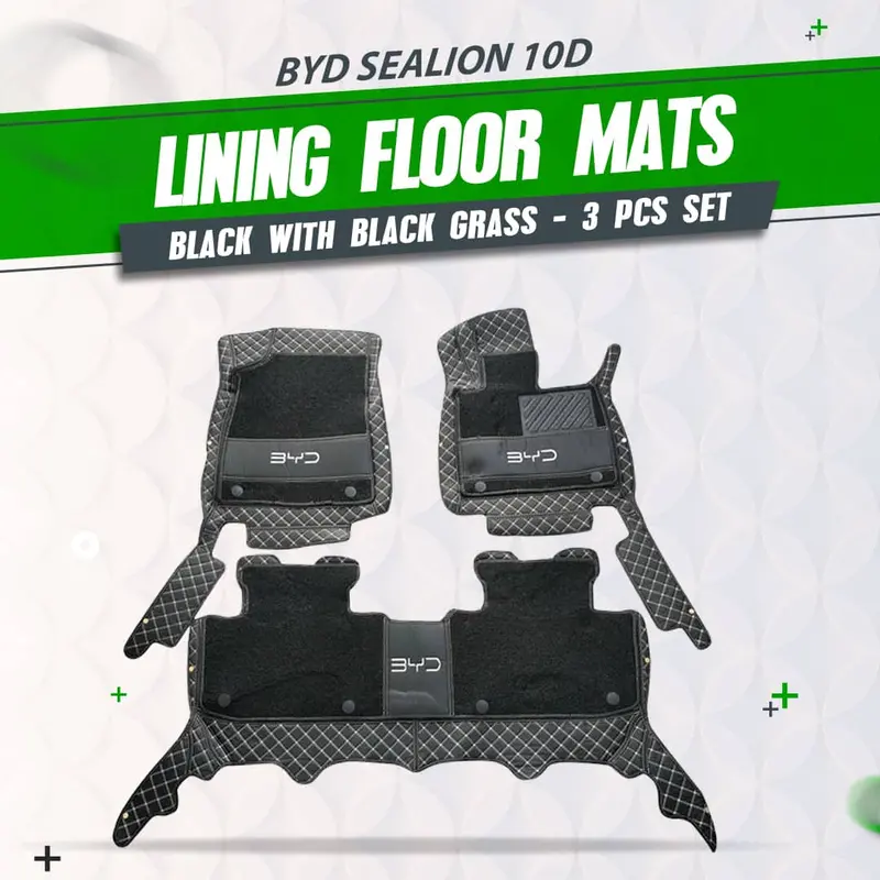 Byd Sealion 10D Floor Mats - Black With Black Grass - 3 Pcs 2024 - 2025 1
