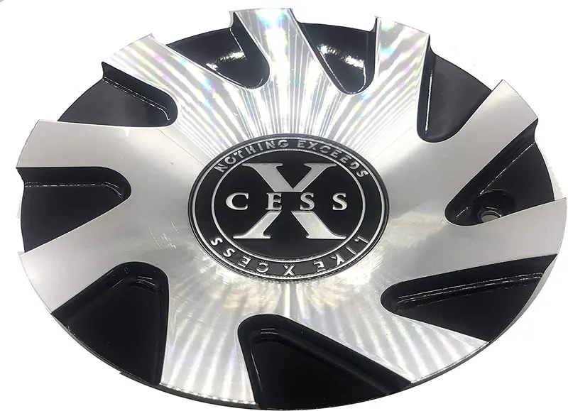 C-973-1 - Xcess Black & Silver Wheel Center Cap 1038K75 1