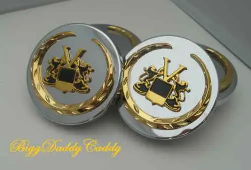 Cadillac 2 5/8Th" Gold Vogue Emblem Center Caps Set Of 4 1