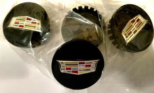 Cadillac New Style Black Center Cap With Colored Chrome Crest Set Of 4 1