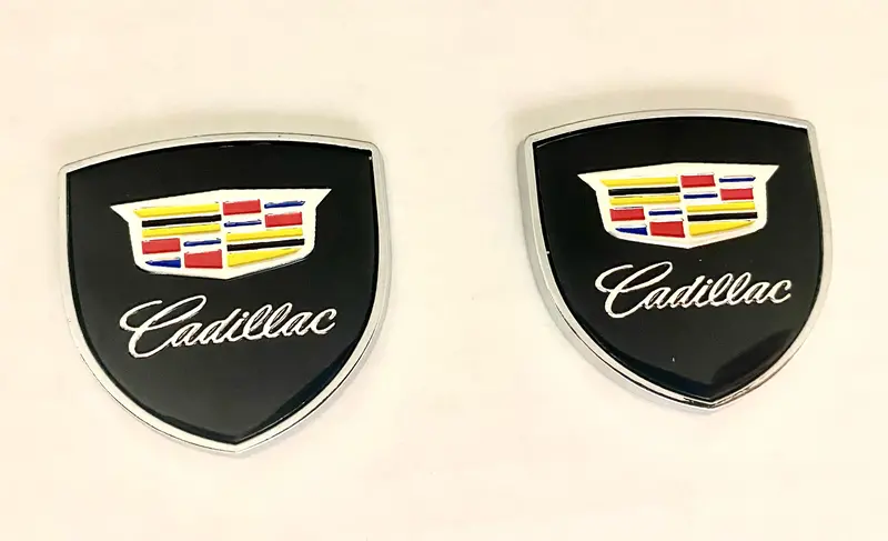 Cadillac New Style Fender Crest Badges Black Pair 1