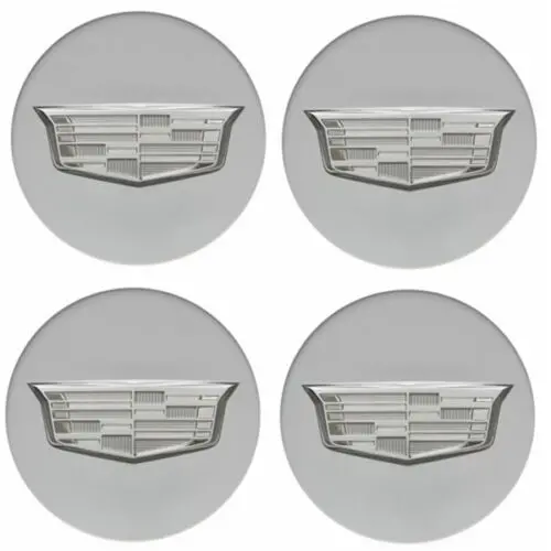Cadillac New Style Silver Center Cap With Chrome Crest Set Of 4 1