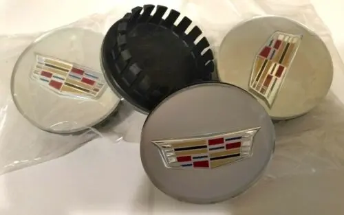 Cadillac New Style Silver Center Cap With Colored Chrome Crest Set Of 4 1