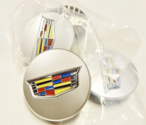 Cadillac New Style Silver Center Cap With Colred Chrome Crest Xt4 Xt5 Xt6 Ct5 Ct6 Set Of 4 Flat 1