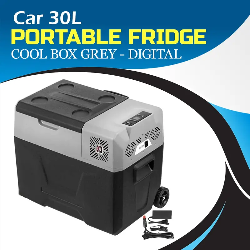 Car 30L Portable Fridge Cool Box Grey - Digital 1