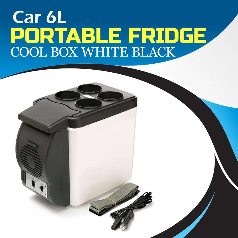 Car 6L Portable Fridge Cool Box White Black - Mini Fridge 1