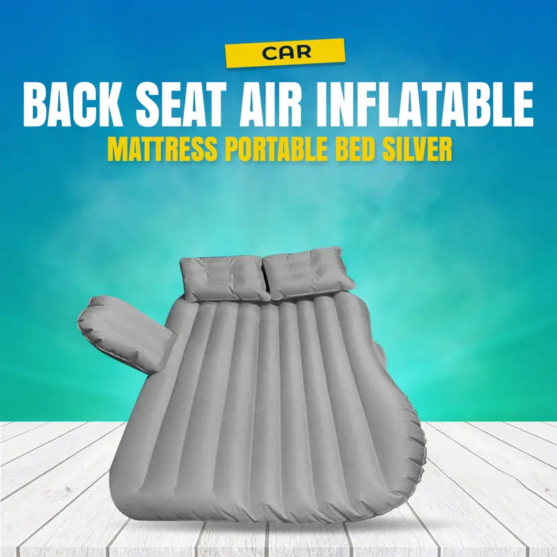 Car Back Seat Air Inflatable Mattress Portable Bed Silver 1