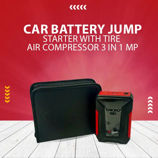Car Battery Jump Starter With Tire Air Compressor 3 In 1 Mp 1
