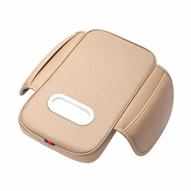 Car Center Console Armrest Cushion With Tissue Box Holder Beige 2
