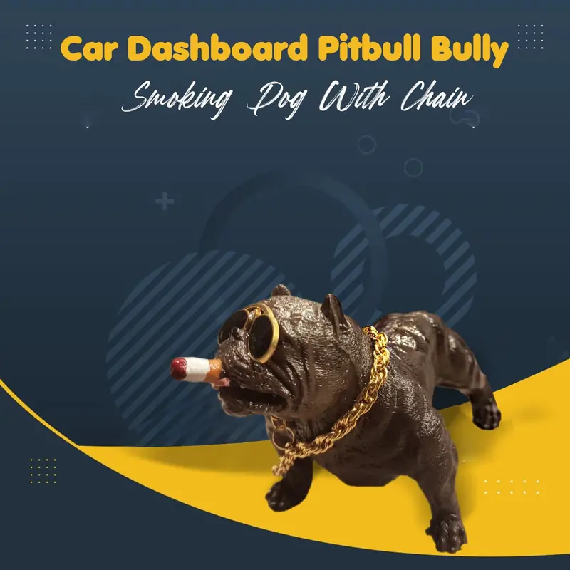 Car Dashboard Pitbull Bully Smoking Dog With Chain Multi 1