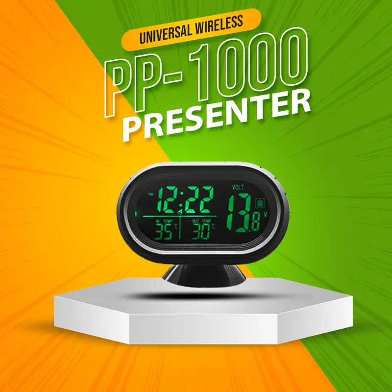 Car Digital Led Display Clock With Volt And Temperature Gauge With Option To Change Back Lit Color - Random Color Blue/Green/Red 1