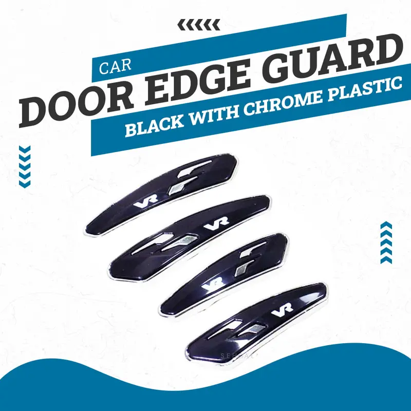 Car Door Edge Guard Black With Chrome Plastic 1