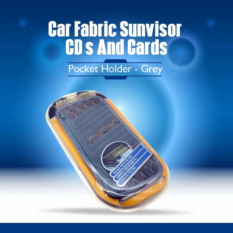 Car Fabric Sunvisor Cd's And Cards Pocket Holder - Grey 1