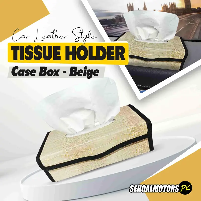 Car Leather Style Tissue Holder Case Box - Beige 1