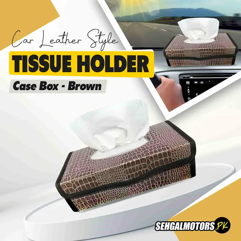 Car Leather Style Tissue Holder Case Box - Brown 1