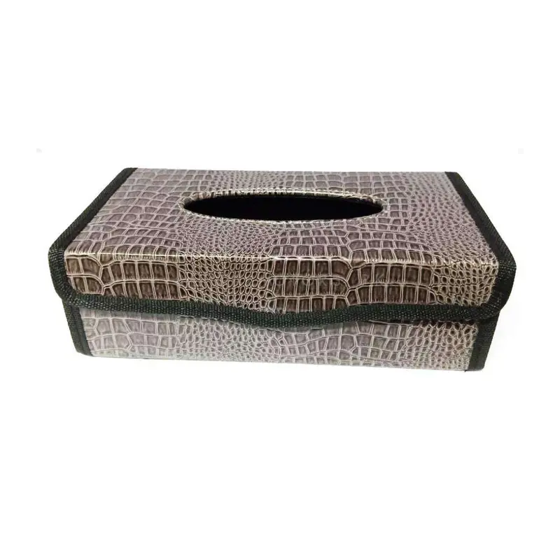 Car Leather Style Tissue Holder Case Box - Brown 2