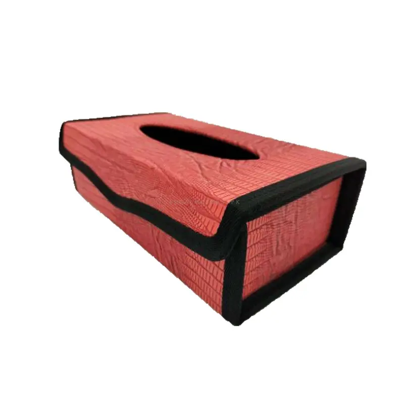 Car Leather Style Tissue Holder Case Box - Red 2