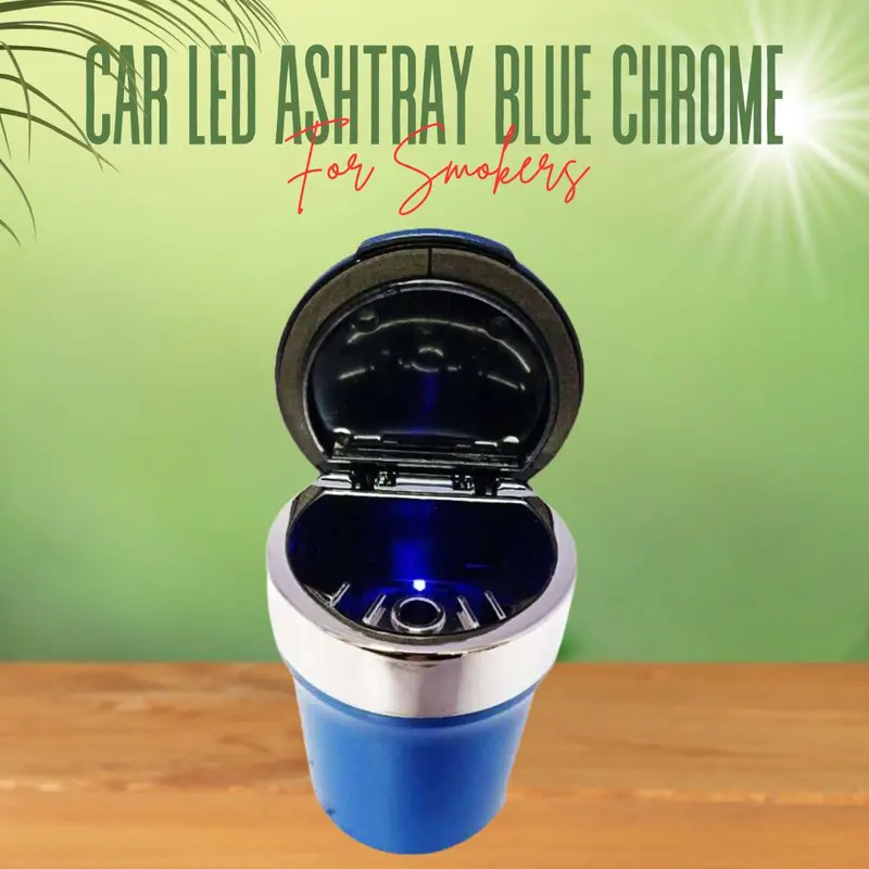 Car Led Ashtray Blue Chrome Zsl-198 1