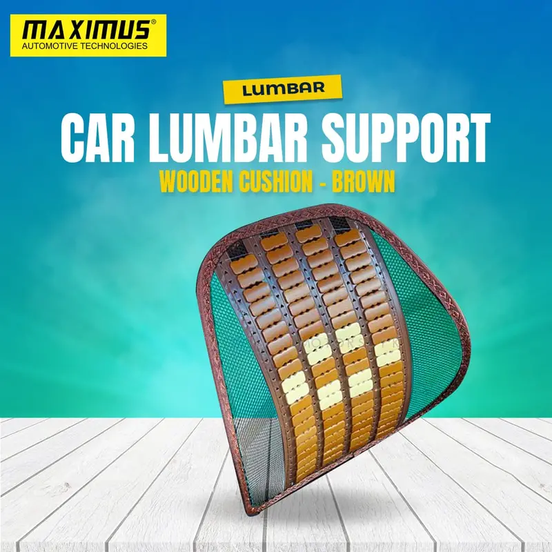 Car Lumbar Support Wooden Cushion - Brown 1