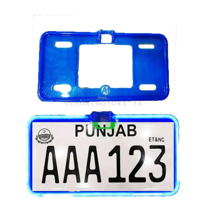Car Number Plate License Frame With Led Neon Light And Camera Option - - Pair - Blue 2