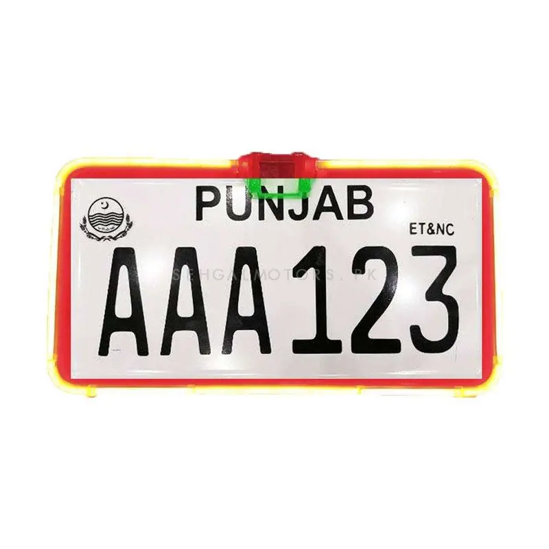 Car Number Plate License Frame With Led Neon Light Pair- Red - - Camera Option - Transparent 2