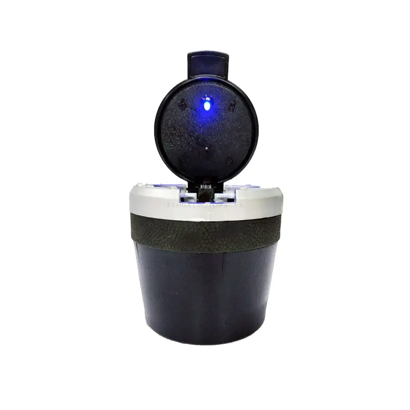Car Portable Led Ashtray Diamond Stones Style Black With Silver 2