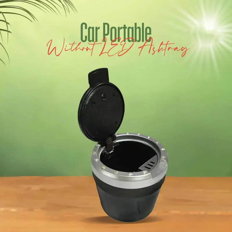 Car Portable Without Led Ashtray Diamond Stones Style - Black With Silver 1