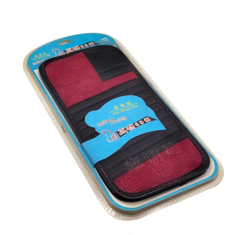 Car Pu Leather With Fabric Sunvisor Cd's And Cards Pocket Holder 1