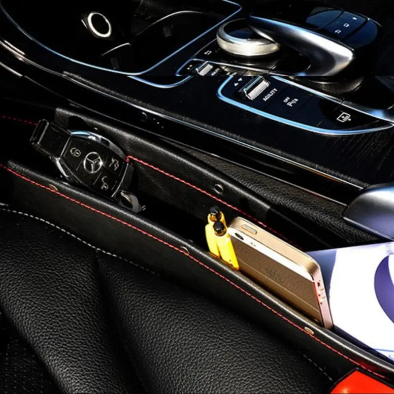 Car Seat Gap Filler Leather Black - Each 2