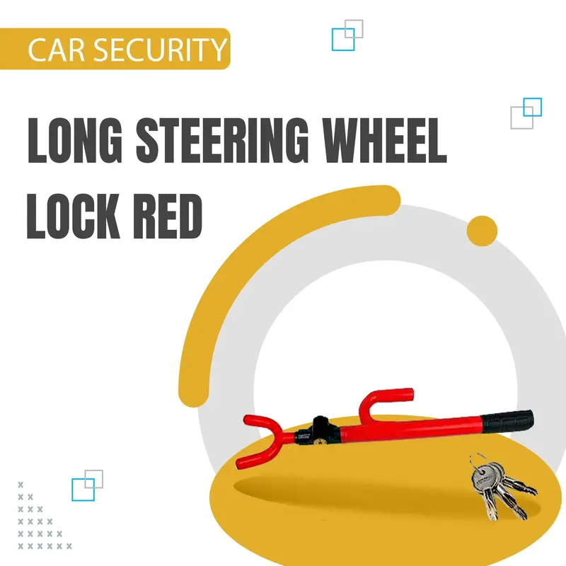 Car Security Long Steering Wheel Lock Red 1