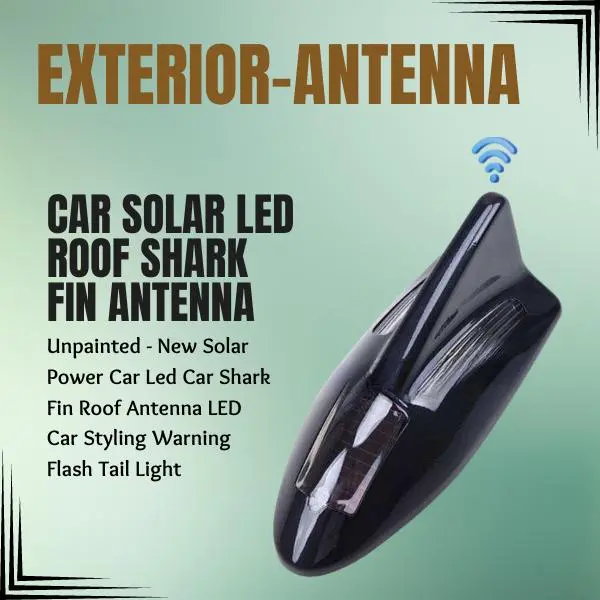 Car Solar Led Roof Shark Fin Antenna - Unpainted - New Solar Power Car Led Car Shark Fin Roof Antenna Led Car Styling Warning Flash Tail Light 1