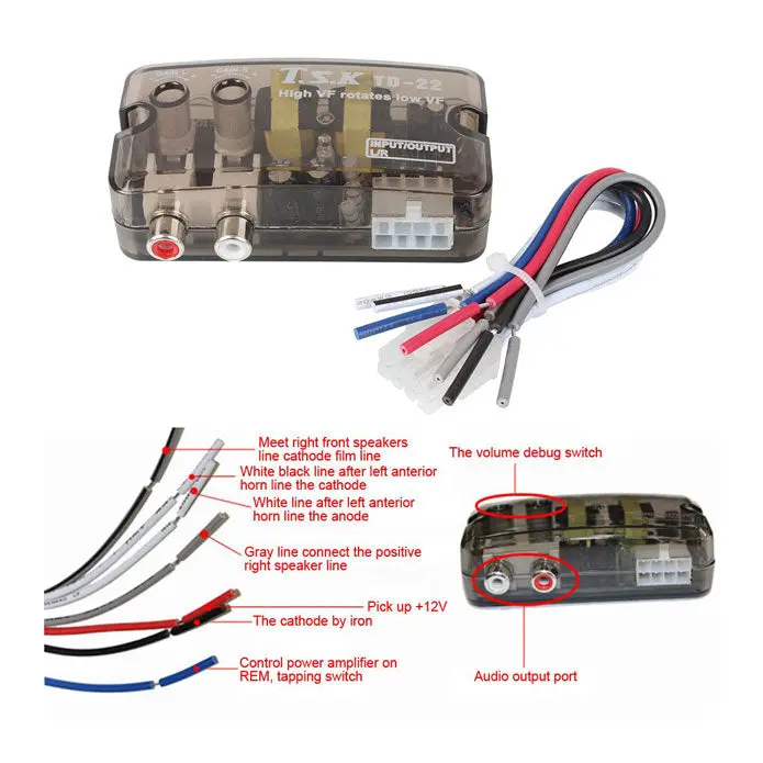 Car Speaker To Rca Line Level Converter High To Low Frequency Tsk Td-22 2