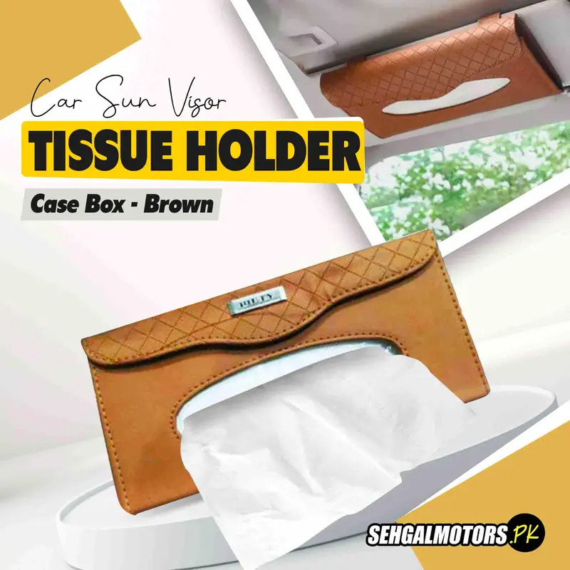 Car Sun Visor / Sunshade Tissue Holder Case Box - Brown 1