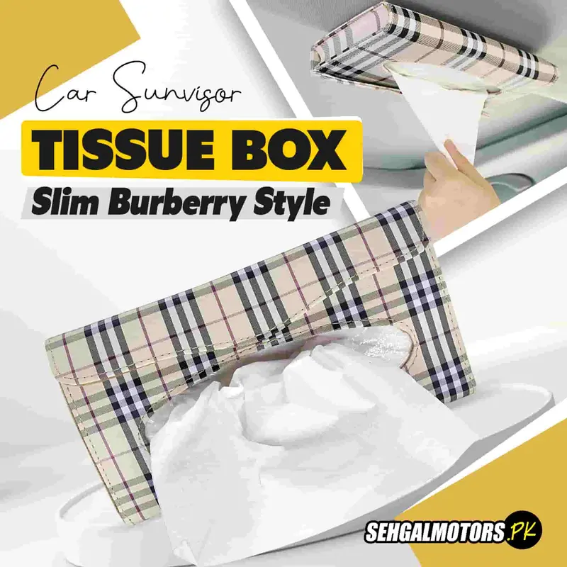 Car Sunvisor Tissue Box Slim Burberry Style 1