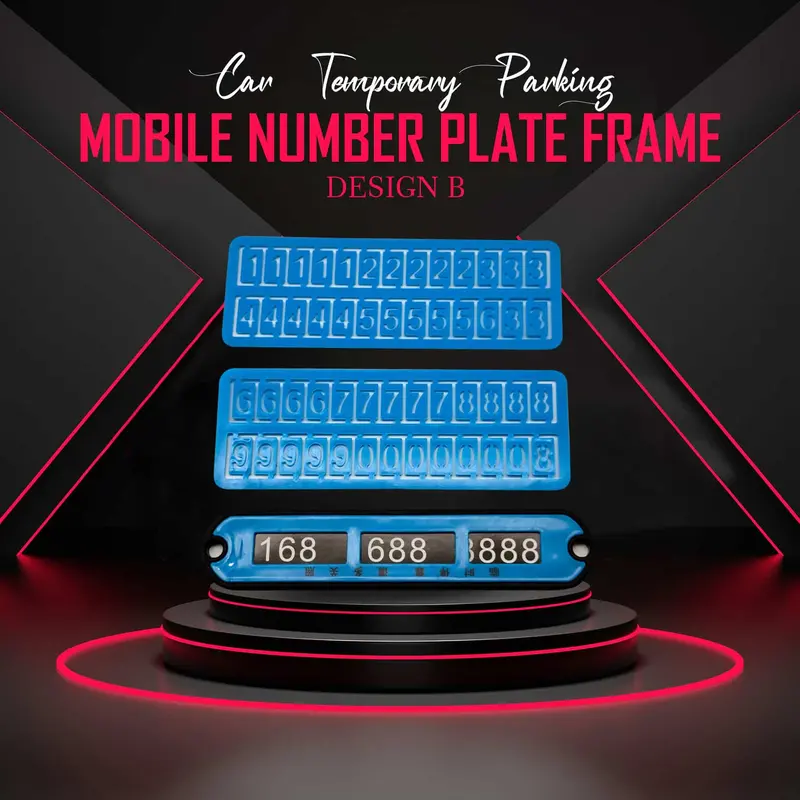 Car Temporary Parking Mobile Number Plate Frame - Design B 1