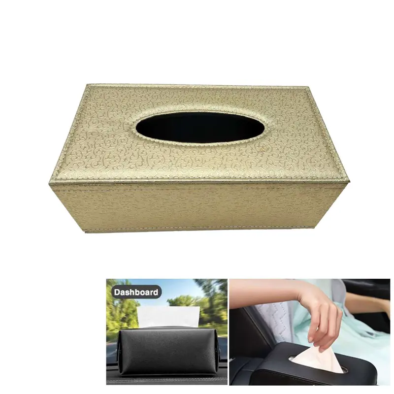 Car Tissue Box Embossed Style - Golden 2