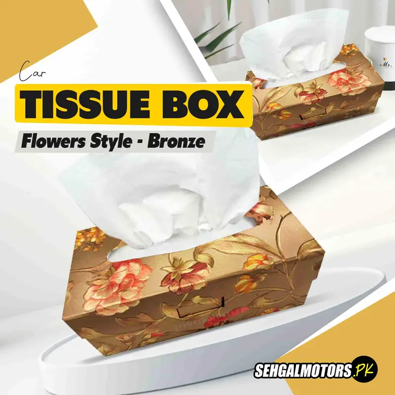 Car Tissue Box Flowers Style - Bronze 1